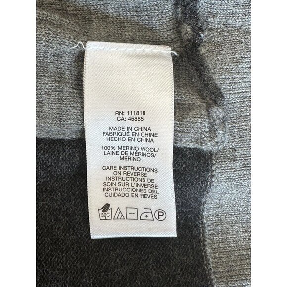 Michael Kors 100% Merino Wool 2-Tone Gray Button Up Long Sleeve Cardigan Sz L - Picture 7 of 9